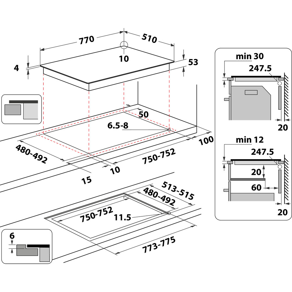 PIANO COTTURA A GAS HOTPOINT 4 FUOCHI - FTGHL 641 DIXHA - F100261 -  Caponigro Cucine